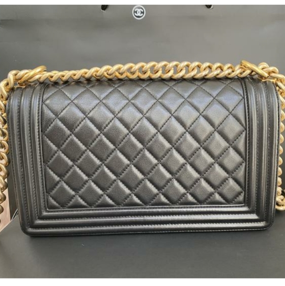 100% Auth CHANEL Boy Le Medium Black Lambskin Bag - Picture 3 of 8